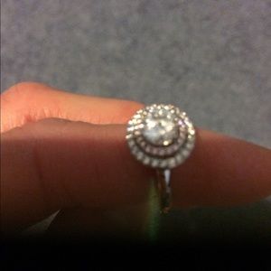 Sterling silver cubic zirconia with amethyst.